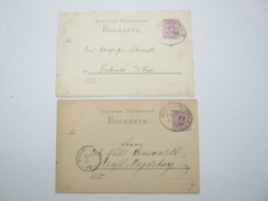 1887/89 , MAGDEBURG - THALE , 2 Karten Mit Bahnpostsempeln ZUG 85 Bzw 87     , Klare Stempel - Tarjetas