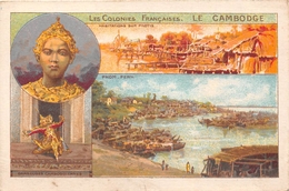 LE CAMBODGE - Carte Chromo - Les Colonies Françaises - Pnom-Penh  - Voir Description - Cambodge