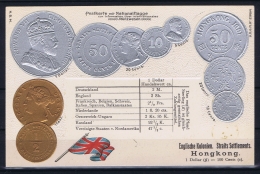 Hong Kong  Embossed Illustrated Coin Postcard Hong KOng And Straits Settlements Clean And Very Fine - Ganzsachen