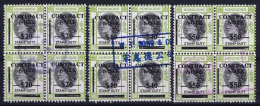 Hong Kong : Revenue Stamp Contract Note  Provisional 3 X 4-block Higher Values - Usados