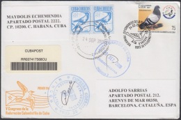 2007-FDC-65 CUBA 2007 FDC COVER TO SPAIN V CONGRESO SOC COLOMBOFILA. COLOMBOFILIA PIGEON PALOMAS BIRD - FDC