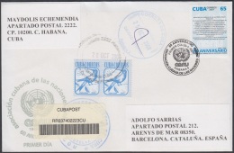 2007-FDC-66 CUBA 2007 FDC REG. COVER TO SPAIN 60 ANIV ASOCIACION CUBANA DE LAS NACIONES UNIDAS. ACNU NU ONU - FDC