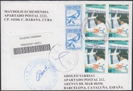 2007-FDC-77 CUBA 2007 FDC REG. COVER TO SPAIN. 20 ANIV JOVEN CLUB COMPUTACION INFORMATICA. BLOCK 4. - FDC