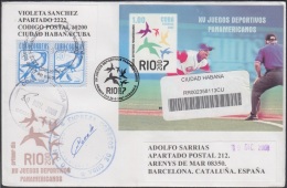 2007-FDC-91 CUBA 2007 FDC REG. COVER TO SPAIN. BRASIL BRAZIL PANAMERICAN GAMES. JUEGOS PANAMERICANOS SHEET. - FDC