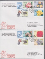 2007-FDC-96 CUBA 2007 FDC REG. COVER TO SPAIN. ROSAS DE JARDIN. GARDEN ROSE. SET + SHEET. - FDC