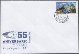 2016-FDC-44 CUBA 2016 FDC. 55 ANIV MINISTERIO DE TRANSPORTE. AVION AIRPLANE FERROCARRIL RAILROAD. - FDC