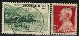 MONACO 1946 YVERT 280(o),283(o) VALUE 1.80 EUR - Oblitérés