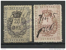DENMARK Dänemark 1915/18 Stempelmarken Revenue 20 Öre & 1 Krone O - Fiscali