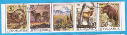 1987  2206-09   WWF  ROTHIRSCH BRAUNBAER MUFFLON FISCHOTTER  JUGOSLAVIJA JUGOSLAWIEN   USED - Gebraucht