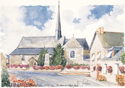 22----RARE----SAINT JUVAT---village Fleuri--les Aquarelles De PIERRE GUEGAN--voir 2 Scans - Saint-Juvat