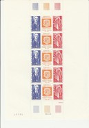 ANDORRE -N° 225 A TRIPTYQUE DE GAULLE - FEUILLE COMPLETE  DE 5 EXEMPLAIRES - TTB -COTE : 31€ - Ungebraucht