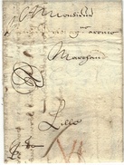 1668 - Letter From Midelbourg To Lille  ( France  ) Raing VI  Red Pencil - ...-1852 Vorläufer
