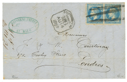 1869 20c(n°29)x2 Annulation De Fortune à La PLUME + SOUHAMPTON/FRANCE/M.B Sur Lettre De ST MALO Pour LONDRES( - Other & Unclassified