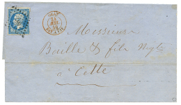 "ORAN BATEAU A VAPEUR En Rouge" : 1859 20c(pd) Obl. PC 687 + Cachet Rouge ORAN BAT. A VAP. Sur Lettre D' ORAN Pour CETTE - Other & Unclassified