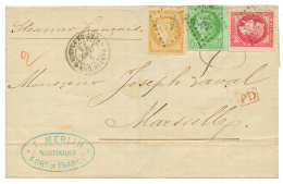 MARTINIQUE : 1873 COLONIES GENERALES 80c EMPIRE (marges Exceptionnelles) + CERES 5c+ 15c(pd) Obl. Sur Lettre De FORT DE - Other & Unclassified