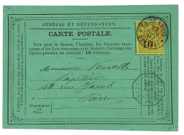 SENEGAL : 1887 Provisoire 10 S/ 20c(n°4) Obl. SAINT LOUIS SENEGAL Sur CARTE PRECURSEUR Pour PARIS. Cote Du Timbre D& - Other & Unclassified