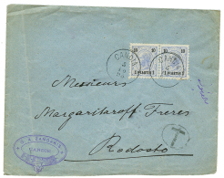 CANDIA : 1895 1p(x2) Canc. CANDIA + TURKEY 1px2(1 Copy With Fault) Canc. RODOSTO On Taxed Envelope To RODOSTO. Scarce. V - Other & Unclassified