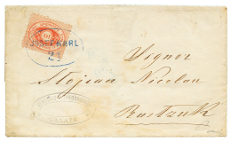 GALATZ : 1870 DDSG 10k Red Canc. Extremely Scarce Blue Cachet JOSEPH KARL On Entire Letter From GALATZ To RUSTZUK. GREAT - Other & Unclassified