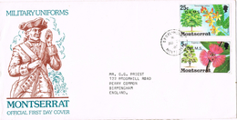 21004. Carta F.D.C. PLYMOUTH (Montserrat) 1980. Military Uniforms. Stamp Service O.H.M.S. - Montserrat