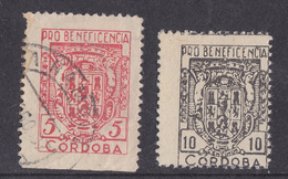 LOTE 2112  ///  (C100) ESPAÑA PATRIOTICOS - 2 VIÑETAS DE CORDOBA - CATALOGO SOFIMA Nº 11 Y 12 USADO Y NUEVO SIN GOMA - Emisiones Repúblicanas