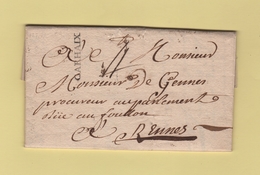 Carhaix - Finistere - Courrier De 1752 - 1701-1800: Vorläufer XVIII