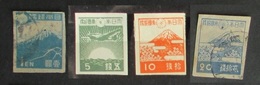 Giappone 1945-46 2 Stamps Used And 2 New Without Gum Fuji Mountain And Plane - Used Stamps