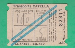 Titre De Transport  - Transport Catella - Le Fayet - Europe