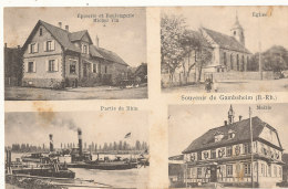 67 // Souvenir De GAMBSHEIM  , Multivues, épicerie, église, Partie Du Rhin, Mairie - Gambsheim