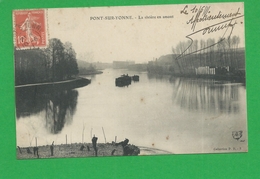 CPA FRANCE PONT SUR L' YONNE La Riviere En Amont Avec Péniche - Pont Sur Yonne