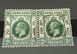 RARE PAIR 2C TWO CENTS HONG KONG GREAT BRITAIN COLONIES ED VII 1903 USED STAMP TIMBRE - Gebruikt