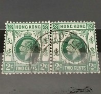 RARE PAIR 2C TWO CENTS HONG KONG GREAT BRITAIN COLONIES ED VII 1903 USED STAMP TIMBRE - Gebraucht