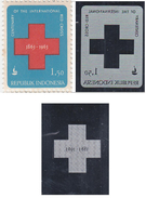 Lot De 2 Morceaux De Cylindre D'impression D'un Timbre D'Indonésie (cylinder Printing), Thème Croix Rouge - Red Cross