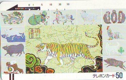 Télécarte Japon * FRONTBAR 110-2850 * ZODIAQUE * Animal * TIGRE * TIGER (802) Horoscope ZODIAC Japan PHONECARD TIJGER - Zodiaque