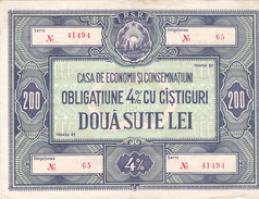 Romania 200 LEI  CEC - Home Savings Bank Bond - - Rumania