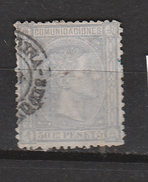 ESPAGNE N° 159 50C GRIS VIOLET ALPHONSE XII DENTS IRRÉGULIÈRES OBL - Usados