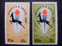 AFRIQUE DU SUD SOUTH AFRICA AFRICA Del SUR RSA 1969 Jeux Sportifs Yvert N º 318 / 19 ** MNH - Unused Stamps