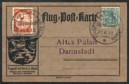 22/JUN/1912 Darmstadt Special Flight, Card With Sc.CL2 + 5.Pf. Germania, VF Quality! - Other & Unclassified