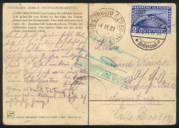 Card Sent By ZEPPELIN From Friedrichshafen To Buenos Aires On 39/AU/1931, Franked By Sc.C41 (2Mk. Polar Fahrt,... - Other & Unclassified