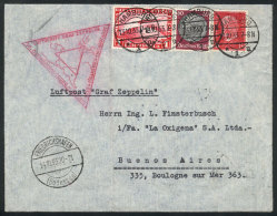 Cover Flown By Zeppelin, Sent From Hamburg To Buenos Aires On 13/OC/1933, With Special Triangular Rose Handstamp Of... - Andere & Zonder Classificatie