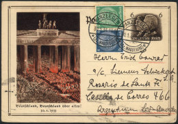 Illustrated 6Pg. Postal Card (topic NAZI) + Stamps Of 4 And 5Pf. (total 15Pf.), Sent From Wanzleben To Argentina On... - Andere & Zonder Classificatie