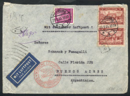 Airmail Cover Sent From Hamburg To Buenos Aires On 29/MAR/1934 Franked With 6.40Mk. Including A Vertical Pair Of... - Andere & Zonder Classificatie