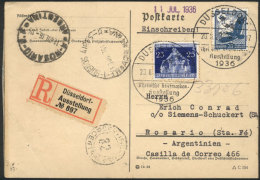 Card Franked With 45Pf. And Dispatched By Registered Mail At The Düsseldorf Philatic Expo On 20/JUN/1936, With... - Other & Unclassified