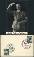 NAZI Postcard With View Of Adolf Hitler, Franked On Reverse With Special Commemorative Postmarks, VF Quality. - Autres & Non Classés