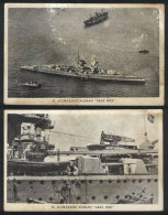 2 Rare PCs With Views Of The Cruiser GRAF SPEE, With Some Defects But Very Interesting! - Other & Unclassified