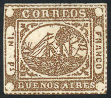 GJ.10, IN Ps. Dun, Mint, Oily And Very Clear Impression, Very Fresh, Beautiful Example! - Buenos Aires (1858-1864)