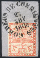 GJ.1, On Fragment With A Spectacular Rimless Datestamp Of CORRIENTES For 27/NO/1860 (+600%), Superb, Rare! - Oblitérés