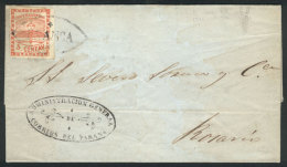 GJ.1, Franking An Entire Letter Dated 11/AU/1858, Sent To Rosario, With FRANCA Cancel In Double Ogive (+30%) Along... - Gebruikt