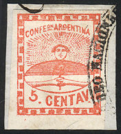 GJ.1e, On Fragment Used In Rosario, Superb, Signed By Alberto Solari On Back - Gebruikt