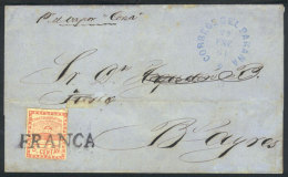 Folded Cover Dated 24/JA/1861, Sent To Buenos Aires By Steamer "Corza", Franked By GJ.1e (with Variety: Two Periods... - Gebruikt