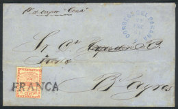 Folded Cover Dated 24/JA/1861, Sent To Buenos Aires By Steamer "Corza", Franked By GJ.1e (with Variety: Two Periods... - Gebraucht